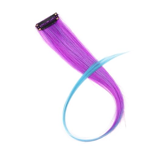 Regenbogen Feder Haar 5 Stück synthetische Haarverlängerungen mit Clips, hitzebeständig, glattes Haar, Farbe gefärbt, schwarze Haarspange for Damen (Color : 12, Size : 20inch) von DUNSBY