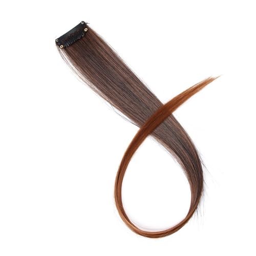 Regenbogen Feder Haar 5 Stück synthetische Haarverlängerungen mit Clips, hitzebeständig, glattes Haar, Farbe gefärbt, schwarze Haarspange for Damen (Color : 19, Size : 20inch) von DUNSBY