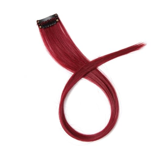 Regenbogen Feder Haar 5 Stück synthetische Haarverlängerungen mit Clips, hitzebeständig, glattes Haar, Farbe gefärbt, schwarze Haarspange for Damen (Color : 24, Size : 20inch) von DUNSBY