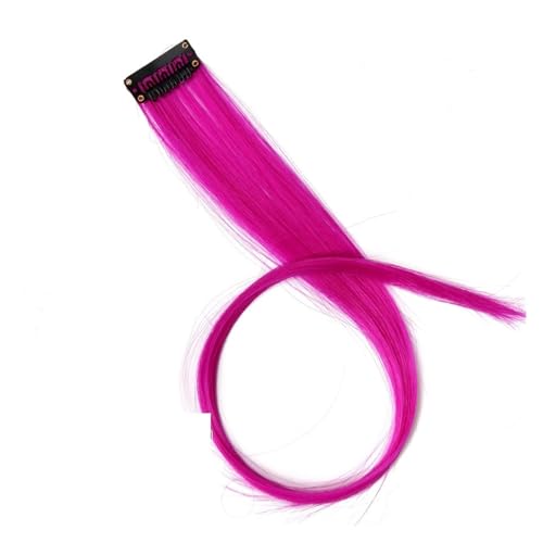 Regenbogen Feder Haar 5 Stück synthetische Haarverlängerungen mit Clips, hitzebeständig, glattes Haar, Farbe gefärbt, schwarze Haarspange for Damen (Color : 34, Size : 20inch) von DUNSBY