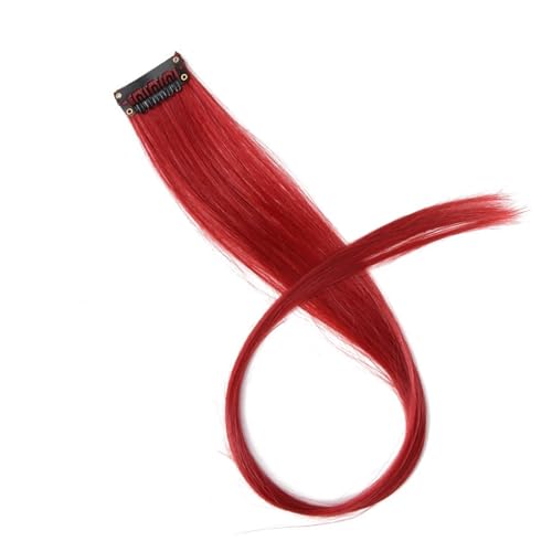 Regenbogen Feder Haar 5 Stück synthetische Haarverlängerungen mit Clips, hitzebeständig, glattes Haar, Farbe gefärbt, schwarze Haarspange for Damen (Color : 37, Size : 20inch) von DUNSBY