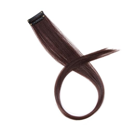 Regenbogen Feder Haar 5 Stück synthetische Haarverlängerungen mit Clips, hitzebeständig, glattes Haar, Farbe gefärbt, schwarze Haarspange for Damen (Color : 38, Size : 20inch) von DUNSBY