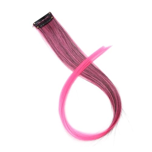 Regenbogen Feder Haar 5 Stück synthetische Haarverlängerungen mit Clips, hitzebeständig, glattes Haar, Farbe gefärbt, schwarze Haarspange for Damen (Color : 5, Size : 20inch) von DUNSBY