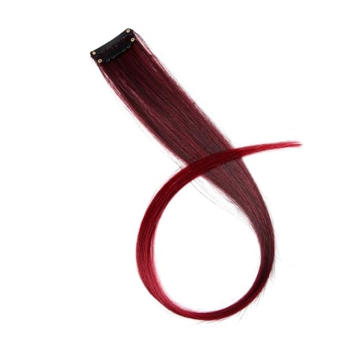 Regenbogen Feder Haar 5 Stück synthetische Haarverlängerungen mit Clips, hitzebeständig, glattes Haar, Farbe gefärbt, schwarze Haarspange for Damen (Color : 8, Size : 20inch) von DUNSBY