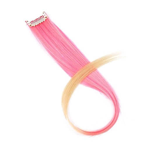 Regenbogen Feder Haar Synthetische Haarverlängerung 20 Zoll einteilige Clip-in-Haarverlängerung lange gerade gefälschte Haarteile Haarverlängerung for Frauen (Color : 3, Size : 20inch) von DUNSBY