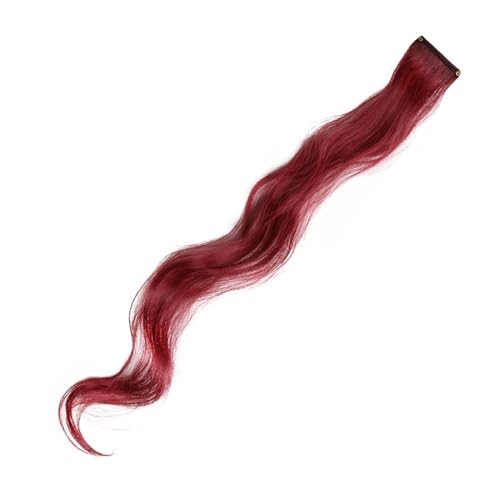 Regenbogen Feder Haar Synthetische Regenbogenfarben, ein Clip in Haarverlängerungen, locken langes Haar for Frauen, Haarteil, Blau, Rosa, Lila, Rot, Grün (Color : Q04, Size : 18inches) von DUNSBY