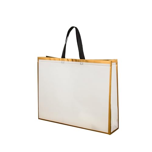 Strandtasche Damen 1Pc Wiederverwendbare Einkaufstasche Leinwand Faltbare Große Kapazität Frauen Casual Handtasche Wiederverwendbare Taschen Strand Lagerung Organizer(White gold edge) von DUNSBY