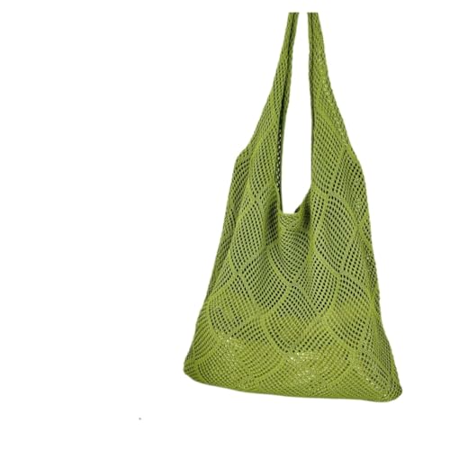 Strandtasche Damen Mode Hohl Design Woven Frauen Schulter Tasche Gestrickte Große Kapazität Handtasche Sommer Reise Tote Casual Strand Tasche(Green) von DUNSBY