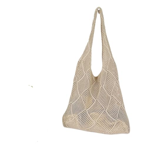 Strandtasche Damen Mode Hohl Design Woven Frauen Schulter Tasche Gestrickte Große Kapazität Handtasche Sommer Reise Tote Casual Strand Tasche(Shallow khaki) von DUNSBY