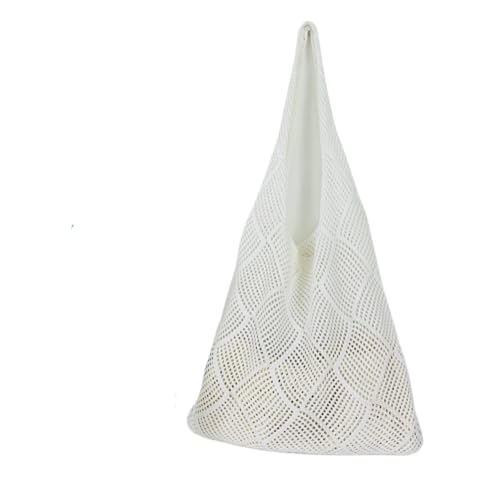 Strandtasche Damen Mode Hohl Design Woven Frauen Schulter Tasche Gestrickte Große Kapazität Handtasche Sommer Reise Tote Casual Strand Tasche(White) von DUNSBY