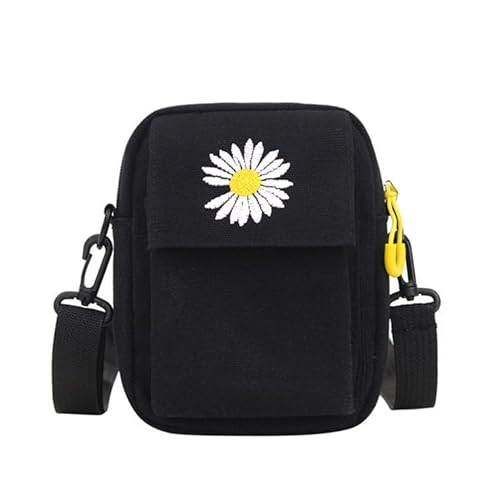 DUOBAGMA Mini-Umhängetasche Aus Segeltuch Kleine Umhängetasche Umhängetasche Mini-Tragetaschen Niedliche Tragetasche Mini-Umhängetasche Messenger-Handtasche (Schwarz) von DUOBAGMA