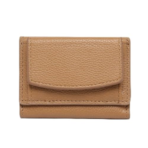 DUOBAGMA kleine Geldbörse Damen mit Münzfach, Damen Geldbörse aus PU Leder, Damen Mini Portemonnaie Brieftasche Kartenhalter (Braun) von DUOBAGMA