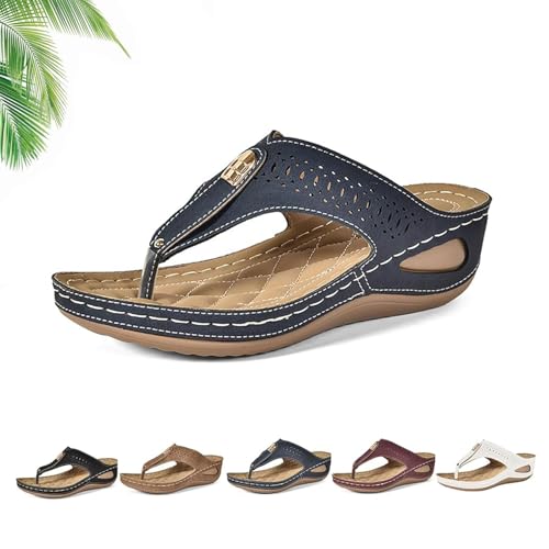 DUOCHSUA 2025 Damen Orthopädische Keil-Flip-Flops mit Fußgewölbeunterstützung, bequeme Hollow Out Plateau-Sandalen rutschfeste Strandsandale, blau, 40 EU DUOCHSUA 2025 Damen Orthopädische Keil-Flip-Flops mit Fußgewölbeunterstützung, bequeme Hollow Out Plateau-Sandalen rutschfeste Strandsandale, blau, 40 EU von DUOCHSUA