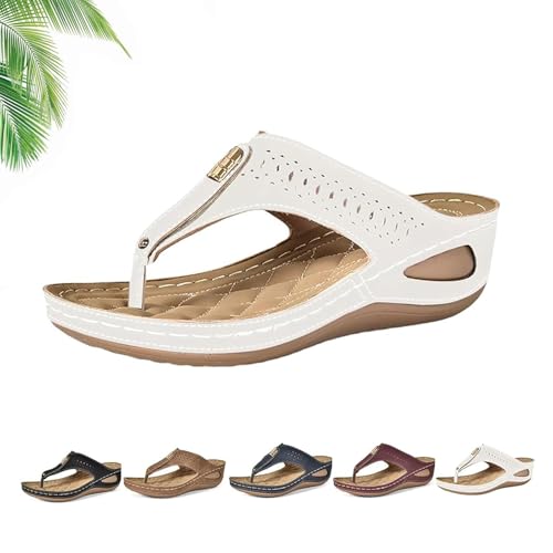 DUOCHSUA 2025 Damen Orthopädische Keil-Flip-Flops mit Fußgewölbeunterstützung, bequeme Hollow Out Plateau-Sandalen rutschfeste Strandsandale, weiß, 40 EU DUOCHSUA 2025 Damen Orthopädische Keil-Flip-Flops mit Fußgewölbeunterstützung, bequeme Hollow Out Plateau-Sandalen rutschfeste Strandsandale, weiß, 40 EU von DUOCHSUA