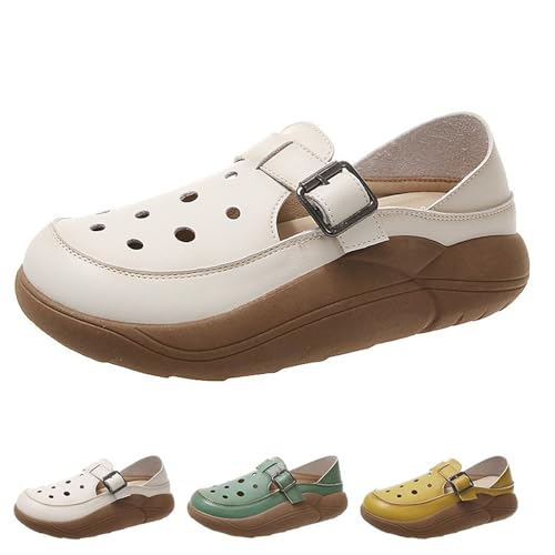 DUOCHSUA Bequeme orthopädische Damen-Sandalen, Retro, stilvoll, hohl, zwei-Wege-Loch-Schuhe, hohl, dick, bequem, rutschfest, Sneaker, weiß, 40 EU DUOCHSUA Bequeme orthopädische Damen-Sandalen, Retro, stilvoll, hohl, zwei-Wege-Loch-Schuhe, hohl, dick, bequem, rutschfest, Sneaker, weiß, 40 EU von DUOCHSUA