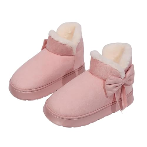 DUOCHSUA Damen Bequeme Winter Warm Slip On Orthopädische Kurze Stiefel Kunstfell Gefüttert Flauschige Kurze Stiefel Winter Schneestiefel, rose, 39.5 EU von DUOCHSUA