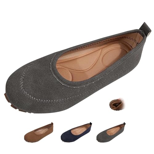 DUOCHSUA Damen Casual Breathable Slip On Orthopädische Wanderschuhe Elegant Damen Wildleder Runde Zehen Ballerinas Weite Passform Falten, grau, 40 EU DUOCHSUA Damen Casual Breathable Slip On Orthopädische Wanderschuhe Elegant Damen Wildleder Runde Zehen Ballerinas Weite Passform Falten, grau, 40 EU von DUOCHSUA