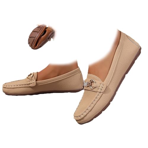 DUOCHSUA Damen Leder Loafers Slip-On Mokassins - Bequeme Orthopädische Flache Schuhe für Frauen Weiß Casual Nursing Walking Schuhe, khaki, 40 EU DUOCHSUA Damen Leder Loafers Slip-On Mokassins - Bequeme Orthopädische Flache Schuhe für Frauen Weiß Casual Nursing Walking Schuhe, khaki, 40 EU von DUOCHSUA
