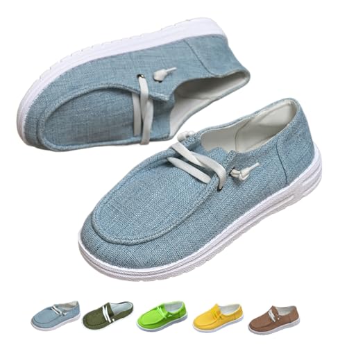 DUOCHSUA Damen-Mokassins, Segeltuch, Schnürung, flach, lässig, Slipper, atmungsaktiv, rutschfest, Bootsschuhe mit Fußgewölbeunterstützung, blau, 41 EU DUOCHSUA Damen-Mokassins, Segeltuch, Schnürung, flach, lässig, Slipper, atmungsaktiv, rutschfest, Bootsschuhe mit Fußgewölbeunterstützung, blau, 41 EU von DUOCHSUA