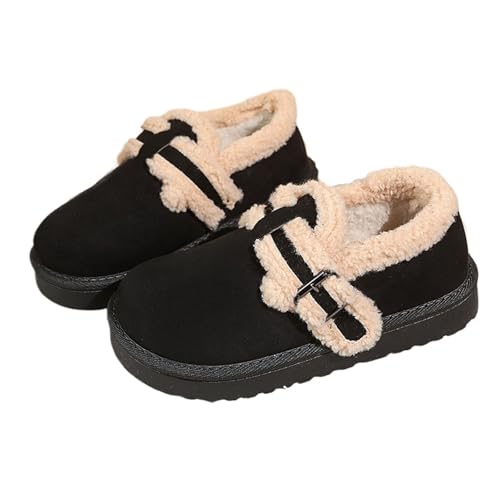 DUOCHSUA Damen Winter Casual Orthopädische Schneestiefel Plüsch Gefüttert Slip On Ankle Booties mit Memory Foam Rutschfest Indoor Outdoor Komfort, Schwarz , 39 EU von DUOCHSUA