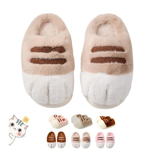 DUOCHSUA Gemütliche 3D-Katzenpfoten-Hausschuhe für Damen, warme Plüsch-Hausschuhe mit Memory-Schaum, Katzenfußschuhe, Khaki B, 39.5 EU DUOCHSUA Gemütliche 3D-Katzenpfoten-Hausschuhe für Damen, warme Plüsch-Hausschuhe mit Memory-Schaum, Katzenfußschuhe, Khaki B, 39.5 EU von DUOCHSUA