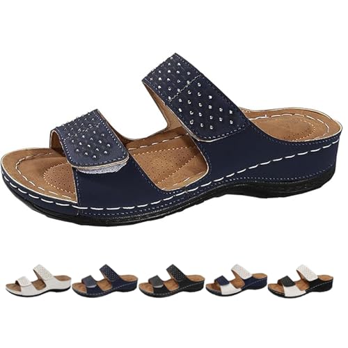 DUOCHSUA Leichte Keilsandalen mit weicher Dämpfung und Fußgewölbeunterstützung für Damen, breite Passform, bequeme Keilsandalen zur Schmerzlinderung, blau, 40 EU DUOCHSUA Leichte Keilsandalen mit weicher Dämpfung und Fußgewölbeunterstützung für Damen, breite Passform, bequeme Keilsandalen zur Schmerzlinderung, blau, 40 EU von DUOCHSUA