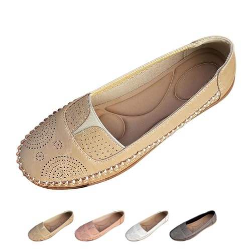 DUOCHSUA Orthopädische Damen-Slipper aus Leder, atmungsaktiv, Netzstoff, Slip-On-Mokassins mit Fußgewölbeunterstützung, bequeme Wanderschuhe, beige, 40 EU DUOCHSUA Orthopädische Damen-Slipper aus Leder, atmungsaktiv, Netzstoff, Slip-On-Mokassins mit Fußgewölbeunterstützung, bequeme Wanderschuhe, beige, 40 EU von DUOCHSUA