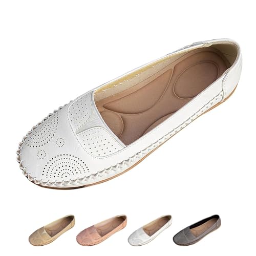 DUOCHSUA Orthopädische Damen-Slipper aus Leder, atmungsaktiv, Netzstoff, Slip-On-Mokassins mit Fußgewölbeunterstützung, bequeme Wanderschuhe, weiß, 40 EU DUOCHSUA Orthopädische Damen-Slipper aus Leder, atmungsaktiv, Netzstoff, Slip-On-Mokassins mit Fußgewölbeunterstützung, bequeme Wanderschuhe, weiß, 40 EU von DUOCHSUA