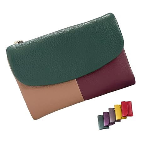 DUOCHSUA Unisex Pebble Leder Geldbörse Kleine Geldbörsen für Frauen RFID Blockierung Echtes Leder Münzgeldbörse mit Kartenfächern Bargeldhalter, Kontrastfarbe: Blau, 34 cm, Klassisch von DUOCHSUA