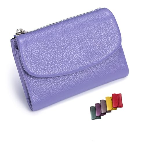 DUOCHSUA Unisex Pebble Leder Geldbörse Kleine Geldbörsen für Frauen RFID Blockierung Echtes Leder Münzgeldbörse mit Kartenfächern Bargeldhalter, violett, 34 cm, Klassisch von DUOCHSUA