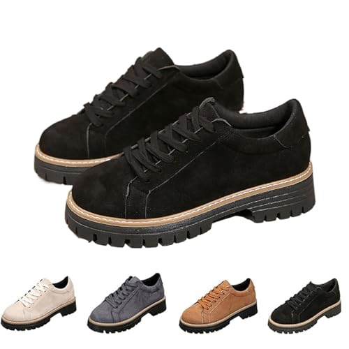 Damen Mode Orthopädische Stiefeletten rutschfeste Leichte Wanderstiefel Bequem Barfuß Design Chunky Sneaker, Schwarz , 39.5 EU von DUOCHSUA