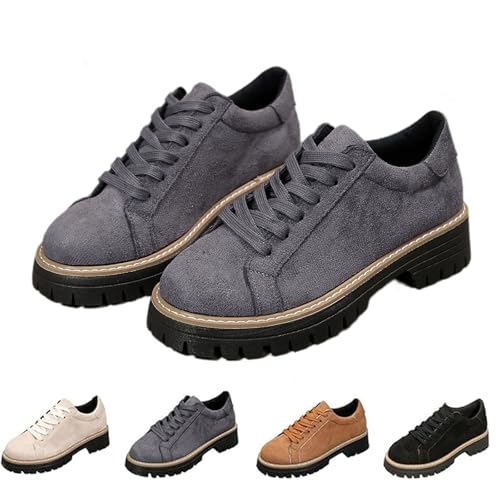 Damen Mode Orthopädische Stiefeletten rutschfeste Leichte Wanderstiefel Bequem Barfuß Design Chunky Sneaker, grau, 36.5 EU von DUOCHSUA