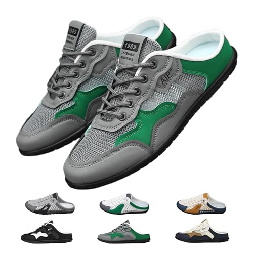 Herren Slip On Rückenfrei Sneaker Atmungsaktive Mesh Mule Hausschuhe Sommer Leichte rutschfeste Casual Sportschuhe, Grün B, 44 EU Herren Slip On Rückenfrei Sneaker Atmungsaktive Mesh Mule Hausschuhe Sommer Leichte rutschfeste Casual Sportschuhe, Grün B, 44 EU von DUOCHSUA