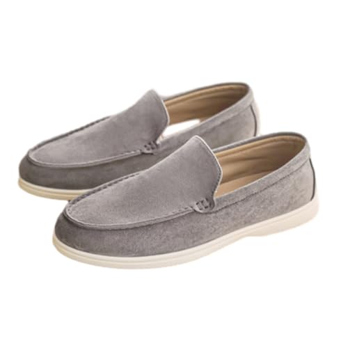 Herren Wildleder Loafers Slip-On Bootsschuhe Casual Elegant Leder Mokassins für Business & Fahren Klassische Flache Loafer Schuhe, grau, 46 EU Herren Wildleder Loafers Slip-On Bootsschuhe Casual Elegant Leder Mokassins für Business & Fahren Klassische Flache Loafer Schuhe, grau, 46 EU von DUOCHSUA