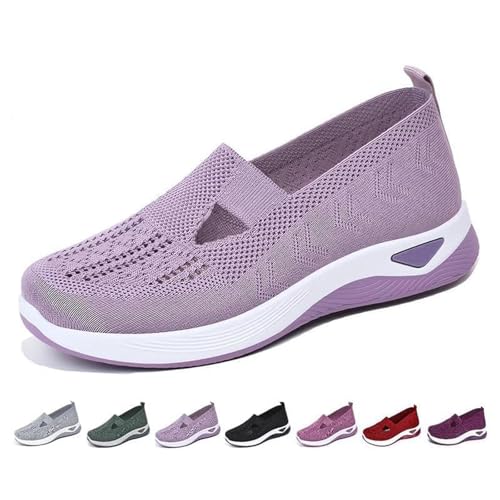 Orthopädische Freizeitschuhe für Damen, Slipper, gewebte Sneaker, breite Passform, atmungsaktiv, Wanderschuhe, Fußgewölbeunterstützung, leicht, lässig, Flieder, 41 EU Orthopädische Freizeitschuhe für Damen, Slipper, gewebte Sneaker, breite Passform, atmungsaktiv, Wanderschuhe, Fußgewölbeunterstützung, leicht, lässig, Flieder, 41 EU von DUOCHSUA