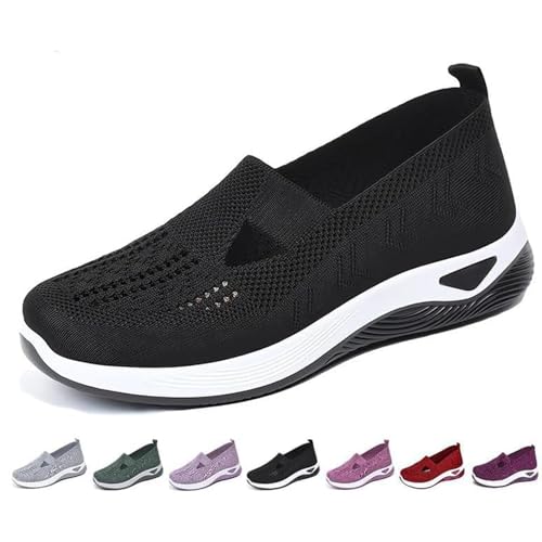 Orthopädische Freizeitschuhe für Damen, Slipper, gewebte Sneaker, breite Passform, atmungsaktiv, Wanderschuhe, Fußgewölbeunterstützung, leicht, lässig, Schwarz , 41 EU Orthopädische Freizeitschuhe für Damen, Slipper, gewebte Sneaker, breite Passform, atmungsaktiv, Wanderschuhe, Fußgewölbeunterstützung, leicht, lässig, Schwarz , 41 EU von DUOCHSUA