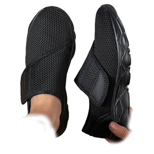 Orthopädische Wanderschuhe für breite Füße & geschwollene Füße, Diabetikerschuhe, verstellbar, atmungsaktiv, leichte Sneaker, Schwarz (B), 40 EU von DUOCHSUA