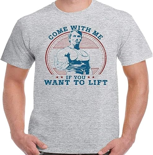 Mesn Short Sleeve T Shirt As Worn by Arnold Schwarzenegger Come with Me If You Want to Lift Men Funny T Shirt Grey Hemden(Large) von DUOD91HAO