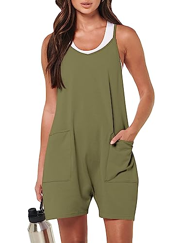 DUOEASE Jumpsuit Damen Spaghetti Strap Outfit Damen Sommer Overall mit Taschen von DUOEASE