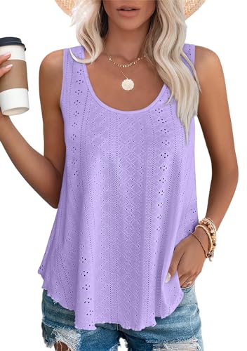 DUOEASE Oberteile Damen Sommer Basic Tank Tops Rundhals Cami Ärmelloses Tshirts(Violett,XXL) von DUOEASE