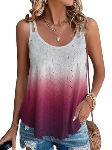 DUOEASE Tank Top Damen 2024 Sommer Spaghetti Oberteile Sommermode ärmellose Shirt Damen(Gradient,M) von DUOEASE