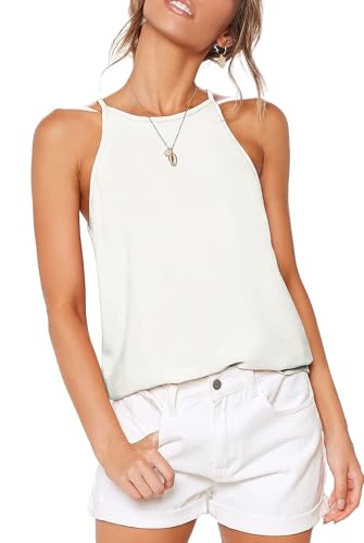 DUOEASE Tank Top Damen 2025 Sommer Halter ärmellose Basic Tops Für Damen Elegant Tshirt Damen Weiss M von DUOEASE