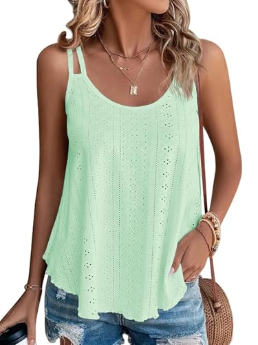DUOEASE Tank Top Damen 2025 Sommer Spaghetti Oberteile Sommermode ärmellose Shirt Damen(Mintgrün,M) von DUOEASE