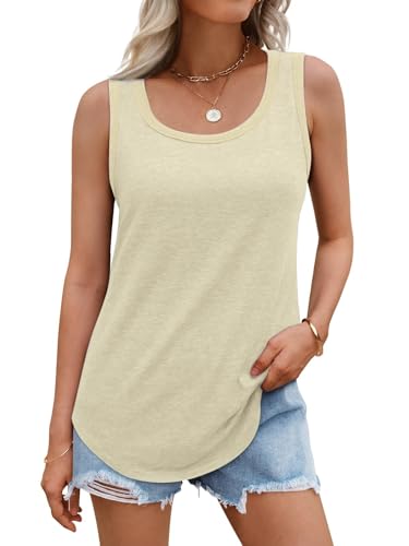 DUOEASE Tank Top Damen Rundhals Basic Ärmellose T-Shirts Sommerzeit 2025 Lässige Einfarbig Top-Aprikose-M von DUOEASE