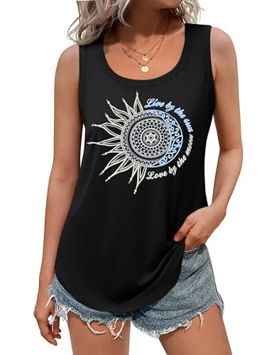 DUOEASE Tank Top Damen Rundhals Basic Ärmellose T-Shirts Sommerzeit 2025 Lässige Einfarbig Top-Sonne-M von DUOEASE
