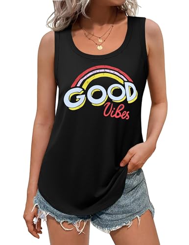 DUOEASE Top Damen Sommer 2025 Classic Rundhals Tank Top Locker Einfarbig Ärmellose T-shirts-GoodVibes2color-S von DUOEASE