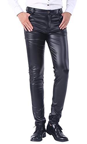DUOLUNJINDUN Herren Slim Fit Hose aus PU Leder Elastisch Bikerhose Lederjeans Winddicht und Wasserdicht - Schwarz Größe 36 DUOLUNJINDUN Herren Slim Fit Hose aus PU Leder Elastisch Bikerhose Lederjeans Winddicht und Wasserdicht - Schwarz Größe 36 von DUOLUNJINDUN