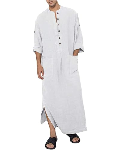 DUOLUVA Kaftan Herren Lange Thobe Herren Kaftan Langarm Herren Mens Thobe Weiß 2XL von DUOLUVA