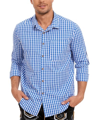 Oktoberfest Trachtenhemd Herren Langarm Kariertes Hemd Dunkelblau 2XL Oktoberfest Trachtenhemd Herren Langarm Kariertes Hemd Dunkelblau 2XL von DUOLUVA