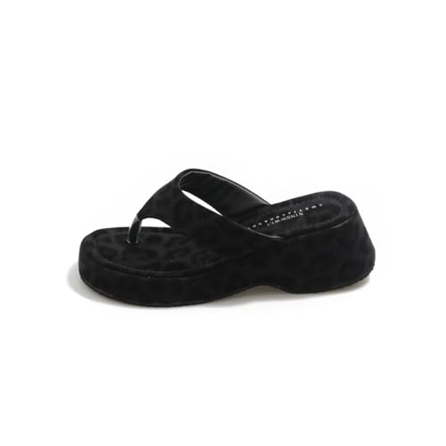 DUOMIYX Flip Flops Frauen Trendy Leopardendrucken Dicker Flop-Flops Sommer Im Freien Keilsandalen Im Freien von DUOMIYX